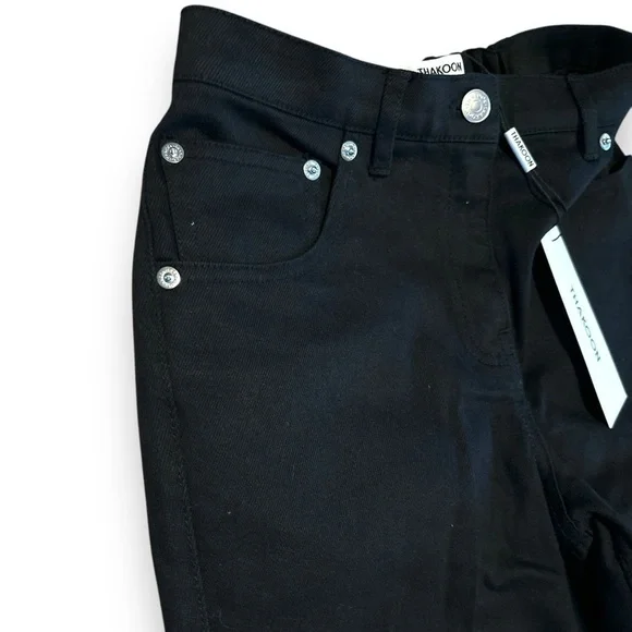 NEW Thakoon Black High Waisted Denim Wide Leg Jeans Size 0